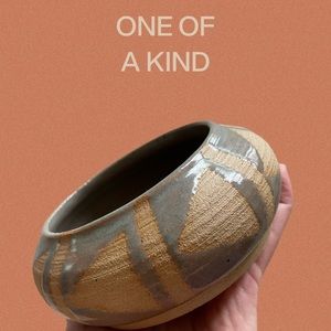 Studio Pottery Triangle Bowl - signed